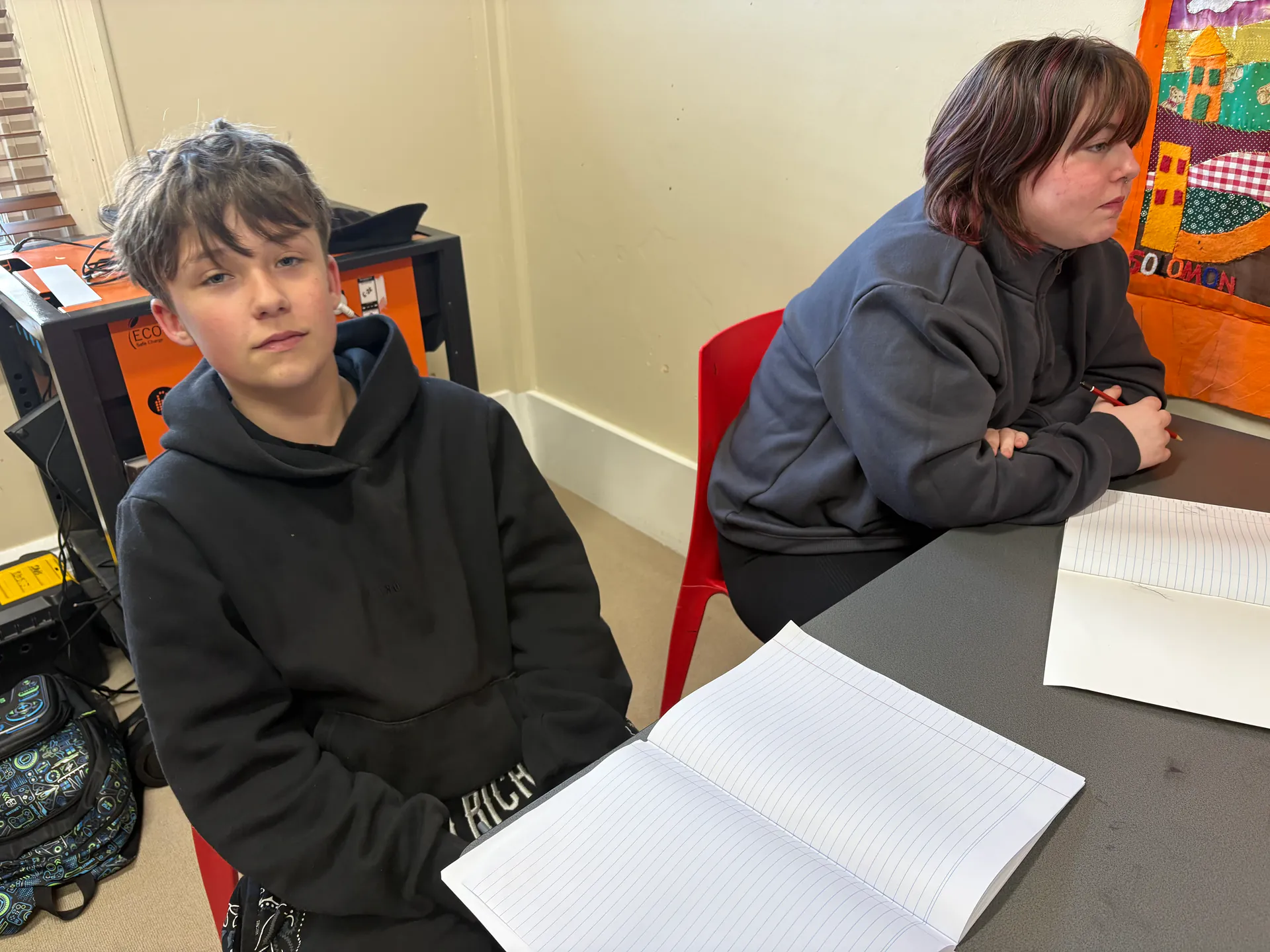 Student working in the classroom